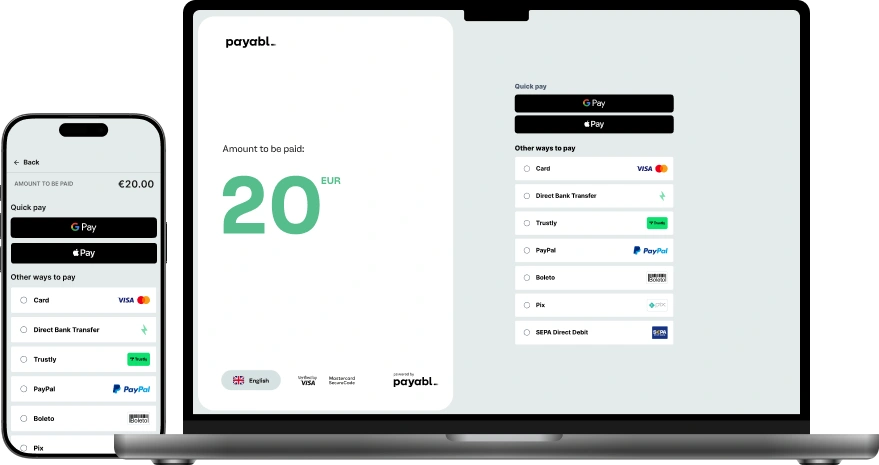 Hosted payment page on mobile and desktop