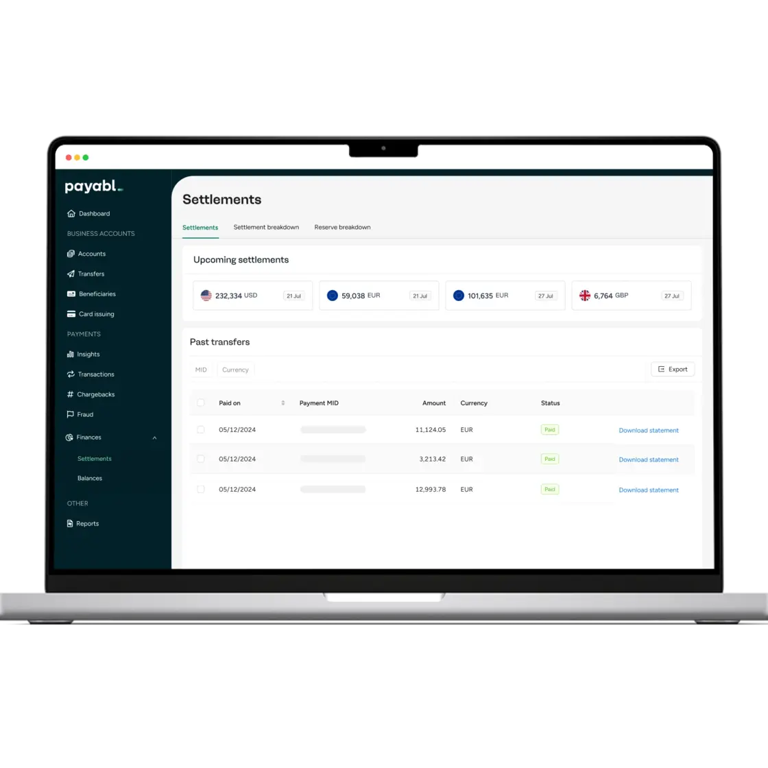 Payabl. One Settlements